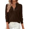 imagePRETTYGARDEN Womens Sweaters Quarter Zip Knit Long Sleeve Business Casual Pullover Tops 2025 Fall Fashion Work OutfitsBrown