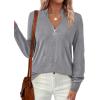 imagePRETTYGARDEN Womens Sweaters Quarter Zip Knit Long Sleeve Business Casual Pullover Tops 2025 Fall Fashion Work OutfitsGrey