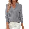 imagePRETTYGARDEN Womens Sweaters Quarter Zip Knit Long Sleeve Business Casual Pullover Tops 2025 Fall Fashion Work OutfitsGrey