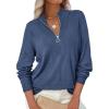 imagePRETTYGARDEN Womens Sweaters Quarter Zip Knit Long Sleeve Business Casual Pullover Tops 2025 Fall Fashion Work OutfitsGrey Blue