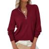 imagePRETTYGARDEN Womens Sweaters Quarter Zip Knit Long Sleeve Business Casual Pullover Tops 2025 Fall Fashion Work OutfitsWine Red