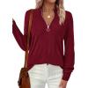 imagePRETTYGARDEN Womens Sweaters Quarter Zip Knit Long Sleeve Business Casual Pullover Tops 2025 Fall Fashion Work OutfitsWine Red