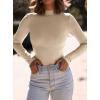 imagePRETTYGARDEN Womens Turtleneck Long Sleeve Shirts 2025 Fall Basic Tees Ribbed Fitted Tops Thermal Layering Knit Top ClothesApricot
