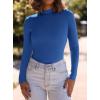 imagePRETTYGARDEN Womens Turtleneck Long Sleeve Shirts 2025 Fall Basic Tees Ribbed Fitted Tops Thermal Layering Knit Top ClothesBlue