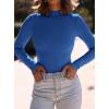 imagePRETTYGARDEN Womens Turtleneck Long Sleeve Shirts 2025 Fall Basic Tees Ribbed Fitted Tops Thermal Layering Knit Top ClothesBlue