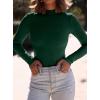 imagePRETTYGARDEN Womens Turtleneck Long Sleeve Shirts 2025 Fall Basic Tees Ribbed Fitted Tops Thermal Layering Knit Top ClothesDark Green