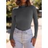 imagePRETTYGARDEN Womens Turtleneck Long Sleeve Shirts 2025 Fall Basic Tees Ribbed Fitted Tops Thermal Layering Knit Top ClothesDark Grey