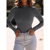 imagePRETTYGARDEN Womens Turtleneck Long Sleeve Shirts 2025 Fall Basic Tees Ribbed Fitted Tops Thermal Layering Knit Top ClothesDark Grey