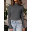 imagePRETTYGARDEN Womens Turtleneck Long Sleeve Shirts 2025 Fall Basic Tees Ribbed Fitted Tops Thermal Layering Knit Top ClothesDark Grey