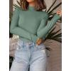imagePRETTYGARDEN Womens Turtleneck Long Sleeve Shirts 2025 Fall Basic Tees Ribbed Fitted Tops Thermal Layering Knit Top ClothesGrey Green