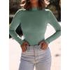 imagePRETTYGARDEN Womens Turtleneck Long Sleeve Shirts 2025 Fall Basic Tees Ribbed Fitted Tops Thermal Layering Knit Top ClothesGrey Green