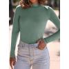 imagePRETTYGARDEN Womens Turtleneck Long Sleeve Shirts 2025 Fall Basic Tees Ribbed Fitted Tops Thermal Layering Knit Top ClothesGrey Green
