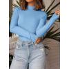 imagePRETTYGARDEN Womens Turtleneck Long Sleeve Shirts 2025 Fall Basic Tees Ribbed Fitted Tops Thermal Layering Knit Top ClothesLight Blue