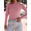 imagePRETTYGARDEN Womens Turtleneck Long Sleeve Shirts 2025 Fall Basic Tees Ribbed Fitted Tops Thermal Layering Knit Top ClothesPink