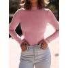 imagePRETTYGARDEN Womens Turtleneck Long Sleeve Shirts 2025 Fall Basic Tees Ribbed Fitted Tops Thermal Layering Knit Top ClothesPink