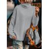 imagePRETTYGARDEN Womens Turtleneck Long Sleeve Sweater 2025 Fall Trendy Loose Fit Knit Tops Oversized Pullover SweatersLight Grey