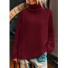 imagePRETTYGARDEN Womens Turtleneck Long Sleeve Sweater 2025 Fall Trendy Loose Fit Knit Tops Oversized Pullover SweatersWine Red