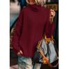 imagePRETTYGARDEN Womens Turtleneck Long Sleeve Sweater 2025 Fall Trendy Loose Fit Knit Tops Oversized Pullover SweatersWine Red