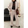 imagePRETTYGARDEN Womens Two Piece Outfits Dressy Blazer Jacket Wide Leg Pants 2025 Fall Business Casual Office Work Suit SetsBeige