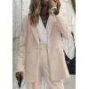 imagePRETTYGARDEN Womens Two Piece Outfits Dressy Blazer Jacket Wide Leg Pants 2025 Fall Business Casual Office Work Suit SetsBeige