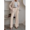 imagePRETTYGARDEN Womens Two Piece Outfits Dressy Blazer Jacket Wide Leg Pants 2025 Fall Business Casual Office Work Suit SetsBeige