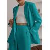 imagePRETTYGARDEN Womens Two Piece Outfits Dressy Blazer Jacket Wide Leg Pants 2025 Fall Business Casual Office Work Suit SetsBlue Green