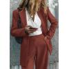 imagePRETTYGARDEN Womens Two Piece Outfits Dressy Blazer Jacket Wide Leg Pants 2025 Fall Business Casual Office Work Suit SetsBrown Red