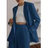imagePRETTYGARDEN Womens Two Piece Outfits Dressy Blazer Jacket Wide Leg Pants 2025 Fall Business Casual Office Work Suit SetsDark Blue