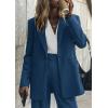 imagePRETTYGARDEN Womens Two Piece Outfits Dressy Blazer Jacket Wide Leg Pants 2025 Fall Business Casual Office Work Suit SetsDark Blue