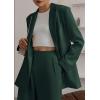 imagePRETTYGARDEN Womens Two Piece Outfits Dressy Blazer Jacket Wide Leg Pants 2025 Fall Business Casual Office Work Suit SetsDark Green