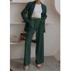 imagePRETTYGARDEN Womens Two Piece Outfits Dressy Blazer Jacket Wide Leg Pants 2025 Fall Business Casual Office Work Suit SetsDark Green