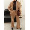 imagePRETTYGARDEN Womens Two Piece Outfits Dressy Blazer Jacket Wide Leg Pants 2025 Fall Business Casual Office Work Suit SetsKhaki