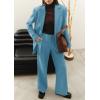 imagePRETTYGARDEN Womens Two Piece Outfits Dressy Blazer Jacket Wide Leg Pants 2025 Fall Business Casual Office Work Suit SetsLake Blue
