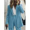 imagePRETTYGARDEN Womens Two Piece Outfits Dressy Blazer Jacket Wide Leg Pants 2025 Fall Business Casual Office Work Suit SetsLake Blue