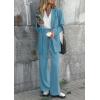 imagePRETTYGARDEN Womens Two Piece Outfits Dressy Blazer Jacket Wide Leg Pants 2025 Fall Business Casual Office Work Suit SetsLake Blue