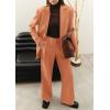 imagePRETTYGARDEN Womens Two Piece Outfits Dressy Blazer Jacket Wide Leg Pants 2025 Fall Business Casual Office Work Suit SetsOrange