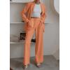 imagePRETTYGARDEN Womens Two Piece Outfits Dressy Blazer Jacket Wide Leg Pants 2025 Fall Business Casual Office Work Suit SetsOrange