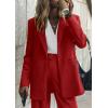 imagePRETTYGARDEN Womens Two Piece Outfits Dressy Blazer Jacket Wide Leg Pants 2025 Fall Business Casual Office Work Suit SetsRed