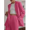 imagePRETTYGARDEN Womens Two Piece Outfits Dressy Blazer Jacket Wide Leg Pants 2025 Fall Business Casual Office Work Suit SetsRose Red