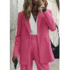 imagePRETTYGARDEN Womens Two Piece Outfits Dressy Blazer Jacket Wide Leg Pants 2025 Fall Business Casual Office Work Suit SetsRose Red