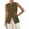 imagePRETTYGARDEN Blazer Vest Tops for Women Sleeveless Button Down Business Casual Outfits Work Suit Vests WaistcoatArmy Green