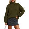 imagePRETTYGARDEN Oversized Sweaters for Women Fall Clothes 2025 Long Sleeve Mock Neck Tops Chunky Knit Pullover Winter ClothingArmy Green