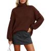 imagePRETTYGARDEN Oversized Sweaters for Women Fall Clothes 2025 Long Sleeve Mock Neck Tops Chunky Knit Pullover Winter ClothingBrown