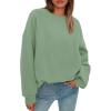 imagePRETTYGARDEN Sweatshirt for Women Oversized Crewneck Long Sleeve Pullover Fleece Top 2025 Fall Winter Fashion Outfits ClothesLight Green