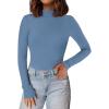 imagePRETTYGARDEN Womens Turtleneck Long Sleeve Shirts 2025 Fall Basic Tees Ribbed Fitted Tops Thermal Layering Knit Top ClothesGrey Blue