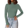 imagePRETTYGARDEN Womens Turtleneck Long Sleeve Shirts 2025 Fall Basic Tees Ribbed Fitted Tops Thermal Layering Knit Top ClothesGrey Green