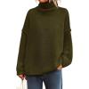 imagePRETTYGARDEN Womens Turtleneck Long Sleeve Sweater 2025 Fall Trendy Loose Fit Knit Tops Oversized Pullover SweatersArmy Green