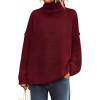 imagePRETTYGARDEN Womens Turtleneck Long Sleeve Sweater 2025 Fall Trendy Loose Fit Knit Tops Oversized Pullover SweatersWine Red