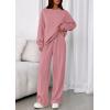 imagePRETTYGARDEN 2 Piece Sets For Women Fall Trendy Long Sleeve Sweatshirt Wide Leg Pants Loungewear Set Matching SweatsuitPink