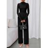imagePRETTYGARDEN Long Sleeve Jumpsuit for Women 2025 Fall Date Night Rompers Dressy Casual One Piece Mock Neck Jumpsuits PocketsBlack